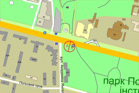 Схема рекламної площини за адресою Перемоги проспект / Академіка Янгеля