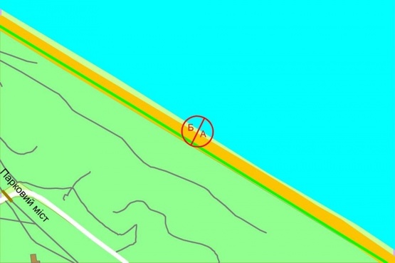 Схема рекламной плоскости по адресу Набережне шосе (3),(за 500 метрів по ходу до Паркового мосту від мосту Метро)