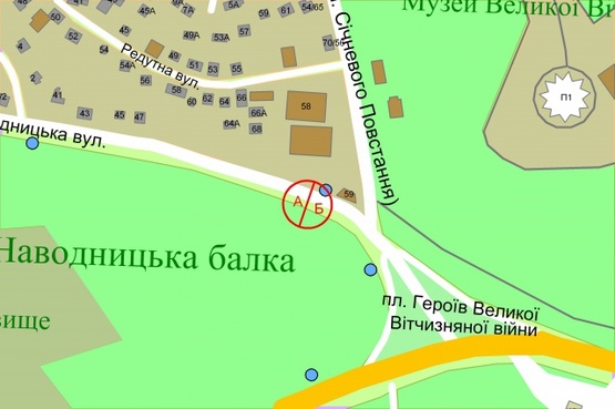 Схема рекламной плоскости по адресу Старонаводницька / Лаврська , навпроти АЗС "ВОГ" (світлофор)