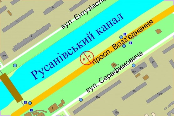 Схема рекламной плоскости по адресу Соборності (Воссоединения) проспект, рух до мосту Патона (за 250 метрів до зуп. бул.Ігоря Шамо)