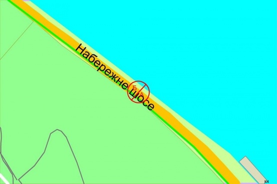 Схема рекламної площини за адресою Набережне шосе (1),(за 1600 метрів до Паркового мосту по ходу від мосту Метро)