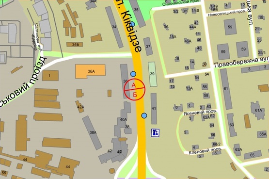 Схема рекламной плоскости по адресу Бойчука Михайла (Кіквідзе), 36