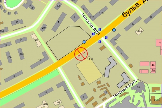 Схема рекламной плоскости по адресу Дружби Народів бульвар, 16 (Супермаркет NOVUS)