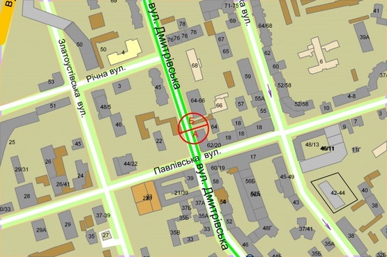 Схема рекламної площини за адресою Дмитрівська, 64