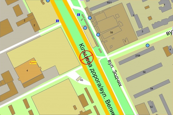 Схема рекламної площини за адресою Кільцева дорога / вулиця Тулузи (розподілювач), навпроти "Борщагівський ринок", рух в напрямку до Жулянського шляхопроводу