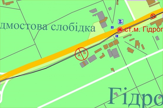 Схема рекламної площини за адресою Броварський проспект, 3 (рух в бік правого берегу за 80 метрів від М"Гідропарк",ліворуч)