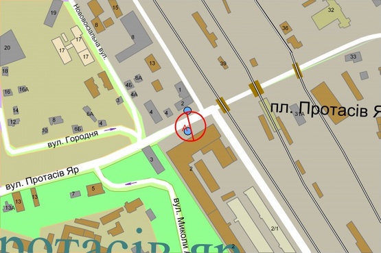 Схема рекламной плоскости по адресу Протасів Яр / Миколи Грінченка  (БЦ"Протасів), рух із ценру міста, ліворуч