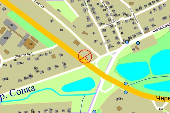 Схема рекламной плоскости по адресу Валерія Лобановського (Краснозвездный) проспект / Володимира Брожка (Кировоградская)