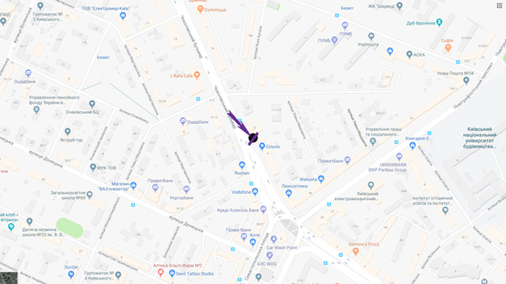 Схема рекламної площини за адресою бульв. Чоколівський, 12 навпроти