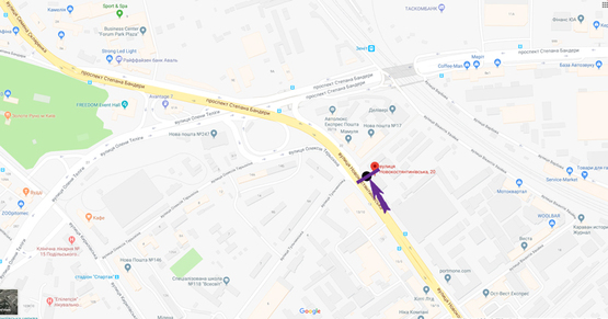 Схема рекламної площини за адресою ул. Новоконстантиновская,20