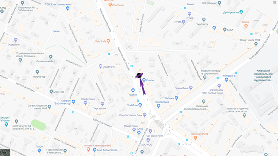 Схема рекламной плоскости по адресу бульв. Чоколівський, 12 навпроти