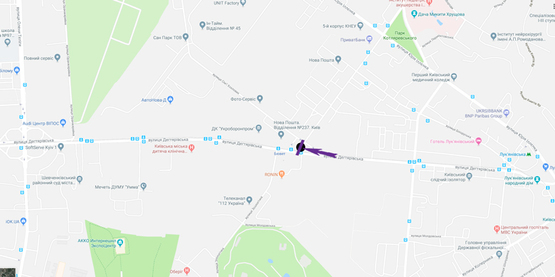 Схема рекламной плоскости по адресу вул. Дегтярівська, 32Б