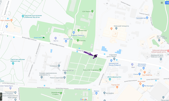 Схема рекламної площини за адресою вул. Мельникова, навпроти Телецентру у напрямку М. Лук'янівська