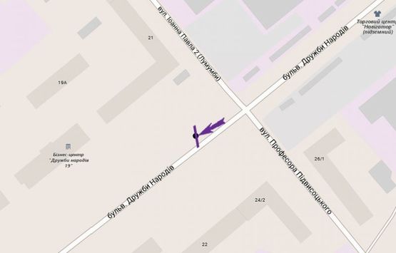 Схема рекламної площини за адресою бульв. Дружби Народів, 21