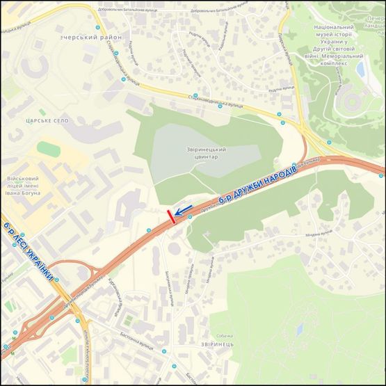 Схема рекламной плоскости по адресу Дружбы народов, АЗС "Socar", к Печерскому мосту