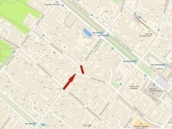 Схема рекламної площини за адресою вул. Воскресенська - вул. Челюскіна, роллер 3,14х2,32/ул. Ленина - ул. Челюскина, скролл 3,14х2,32 рядом ТЦ Гранд-Плаза, рестораны, центр города