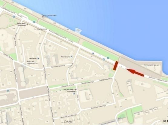 Схема рекламной плоскости по адресу вул. Січеславська Набережна – вул. Ливарна (у центр)/ул. Наб. Ленина – ул. Литейная (в центр), Фестивальный причал,поток к ТЦ Мост Сити, Цирк