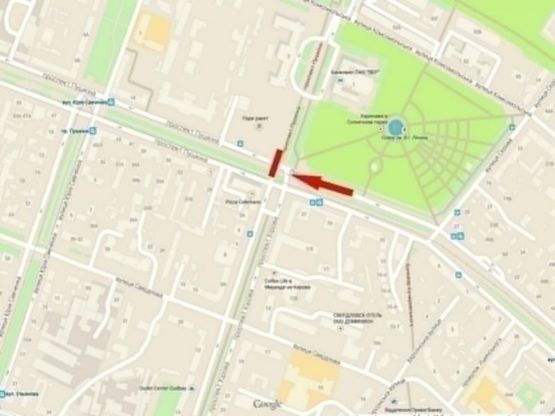 Схема рекламной плоскости по адресу пр-т. Пушкіна - пр.-т О. Поля, " Квітковий ринок", роллер 3,14х2,32/пр. Пушкина - пр. Кирова, " Цветочный рынок", роллер 3,14х2,32, центр города