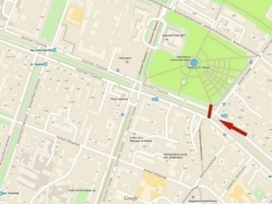 Схема рекламної площини за адресою пр-т. Пушкіна - вул. Андрія Фабра, бульвар Кучеревського, роллер 4х3/пр. Пушкина - ул. Серова, бульвар Кучеревского, роллер 4х3