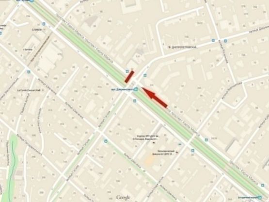 Схема рекламної площини за адресою пр-т. Д. Яворницького - вул. Володимира Вернадського, роллер 4х3/пр. К. Маркса - ул. Дзержинского, роллер 4х3