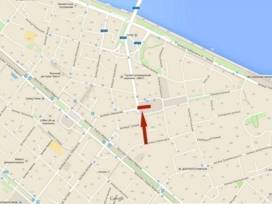 Схема рекламной плоскости по адресу вул. Коцюбинського - пл. Успенська,"Новий Центр", роллер 3,14х2,32/ул. Коцюбинского - пл. Д. Бедного,"Новый Центр", роллер 3,14х2,32, Центральный мост