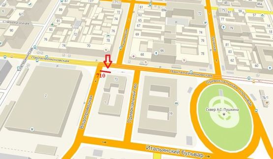 Схема рекламной плоскости по адресу ул. Пантелеймоновская - -ул. Ришельевская, 73 (скролл)