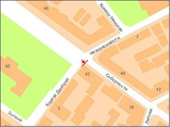 Схема рекламной плоскости по адресу ул. Октябрьская, 43