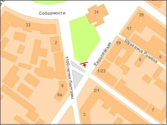 Схема рекламной плоскости по адресу ул.Фрунзе - ул.Ленина