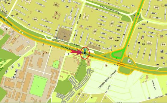 Схема рекламной плоскости по адресу Кільцева/ринок "Зодчих",готель-ресторан "ТИСА" (розподілювач) на Одеську пл (А1) СКРОЛЛЕР