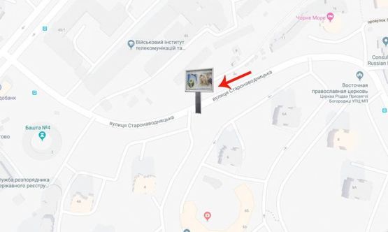 Схема рекламной плоскости по адресу вул Старонаводницька,6/ жк "Царський",на вул.Генерала Алмазова,б-р Л Українки (В) СКРОЛЕР