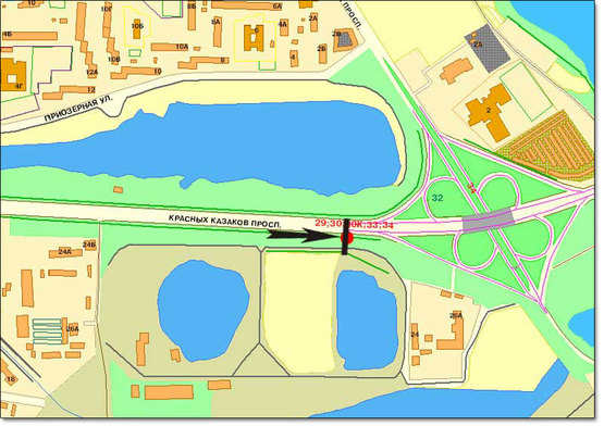 Схема рекламной плоскости по адресу пр.Московский,26 направление на Московский мост  дальше от  дороги (призма)