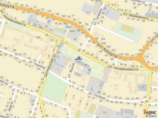 Схема рекламной плоскости по адресу Тячів центр міста, на будівлі райспоживспілки, біля міської ради, універмагу, райдержадміністрації (брендмауер)верх