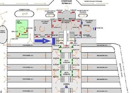 Схема рекламной плоскости по адресу Вокзал, Северный терминал