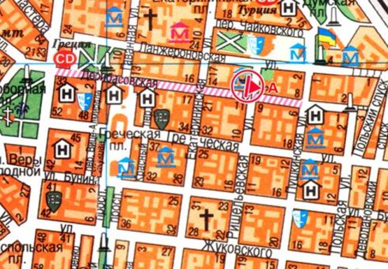 Схема рекламной плоскости по адресу Ришельевская №4 Дерибасовская А