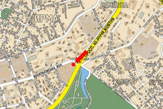 Схема рекламної площини за адресою Васильковская ул., 1
