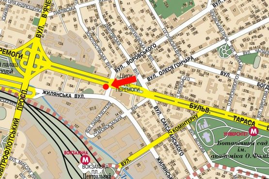 Схема рекламной плоскости по адресу Победы пр-т, 1, в сторону ст. м. "Политехнический институт"