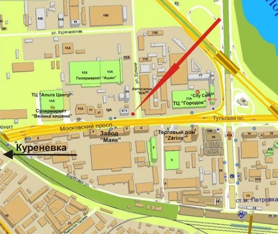 Схема рекламной плоскости по адресу Московский пр./ул.Ермака (возле маг.Фокстрот)-в центр призма-1 л.к.