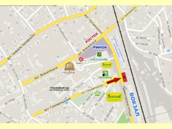 Схема рекламной плоскости по адресу Привокзальна - Грюнвальдська ( залізничний,автовокзал ) правий