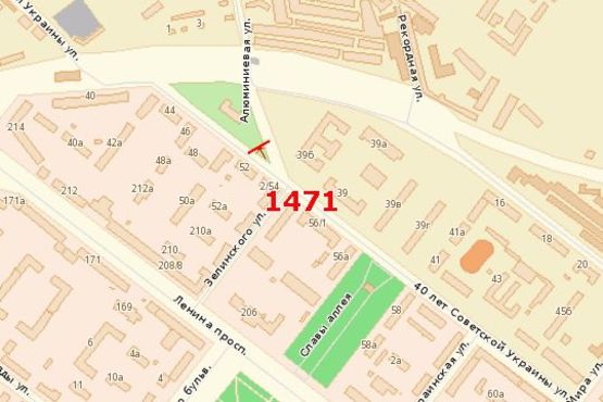 Схема рекламной плоскости по адресу Незалежної України вул. - Зелінського вул.