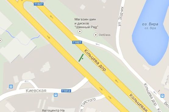 Схема рекламной плоскости по адресу Кільцева дорога, : розподільник; 100м до повороту на смт Вишневе (в напр. просп.Перемоги)