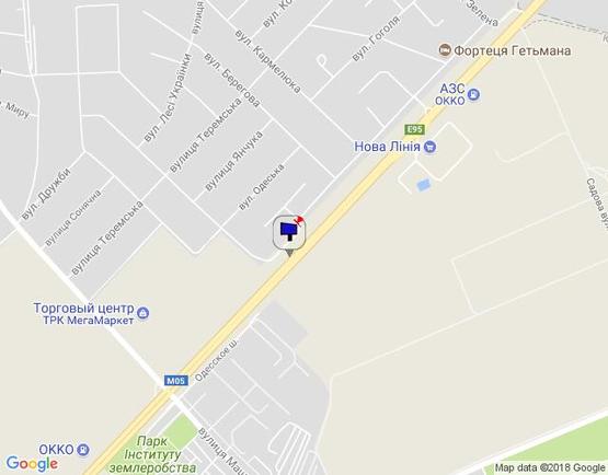 Схема рекламной плоскости по адресу с. Гатне, траса М-05 Київ-Одеса, км 14+510 право