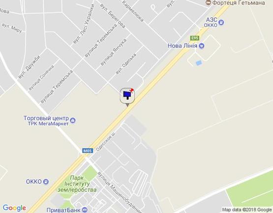 Схема рекламной плоскости по адресу с. Гатне, траса М-05 Київ-Одеса, км 14+625 право