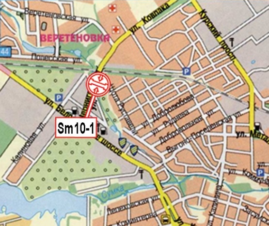 Схема рекламної площини за адресою Черниговская ул., (Авторинок, Техосмотр, магазин автозапчастей), по направлению к ул. Ковпака