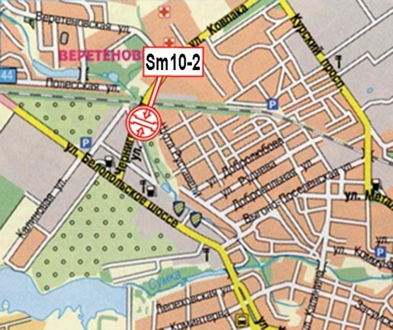 Схема рекламної площини за адресою Черниговская ул., (Авторинок, Техосмотр, магазин автозапчастей), по направлению Белопольского шоссе