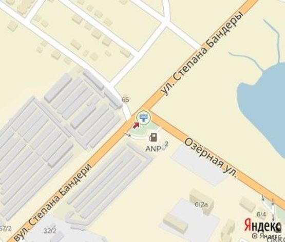 Схема рекламної площини за адресою Озерная ул., 2а, -ул.С.Бандери -АЗС "Укрнафта" (напротив Автосервис и Автомагазин "Евро 3")