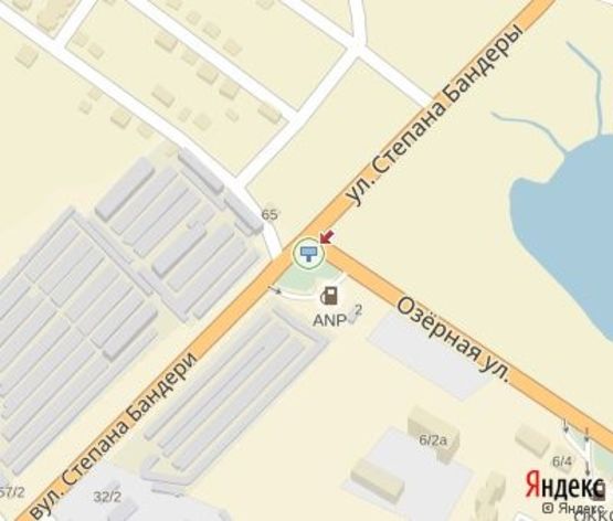 Схема рекламної площини за адресою Озерная ул., 2а, -ул.С.Бандери -АЗС "Укрнафта" (напротив Автосервис и Автомагазин "Евро 3")