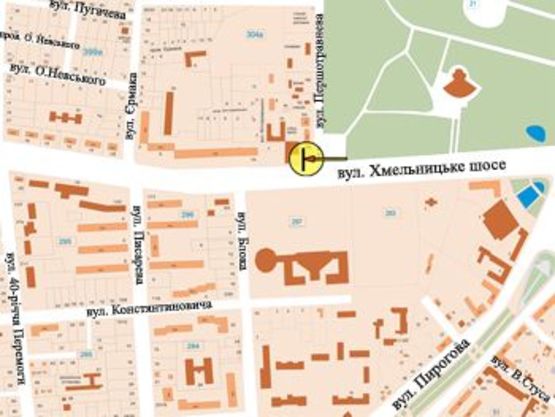 Схема рекламной плоскости по адресу вул. Хмельницьке шосе/вул. Магістратська