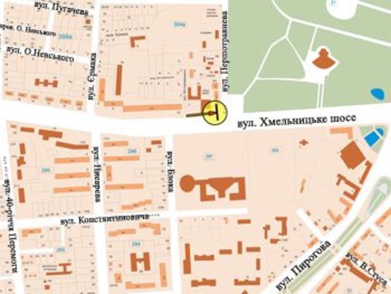 Схема рекламной плоскости по адресу вул. Хмельницьке шосе/вул. Магістратська