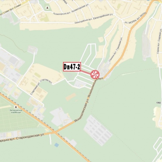 Схема рекламной плоскости по адресу Яснополянская ул., в напр. Южного моста, новой Объездной дороги (картинг-клуб, кафе "Шашлык")