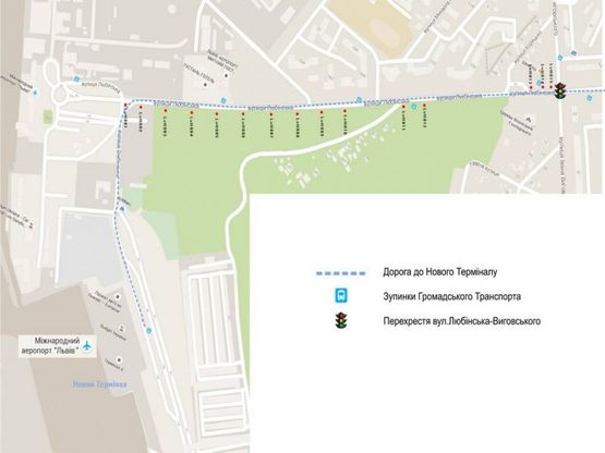 Схема рекламной плоскости по адресу вул. Любінська (права сторона) - від/до Аеропорту